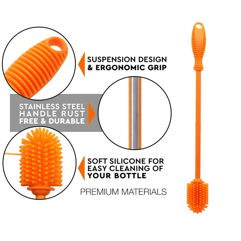 Бутылка для мытья силиконовая Кухня щетка чистки стекол узким горлышком водных