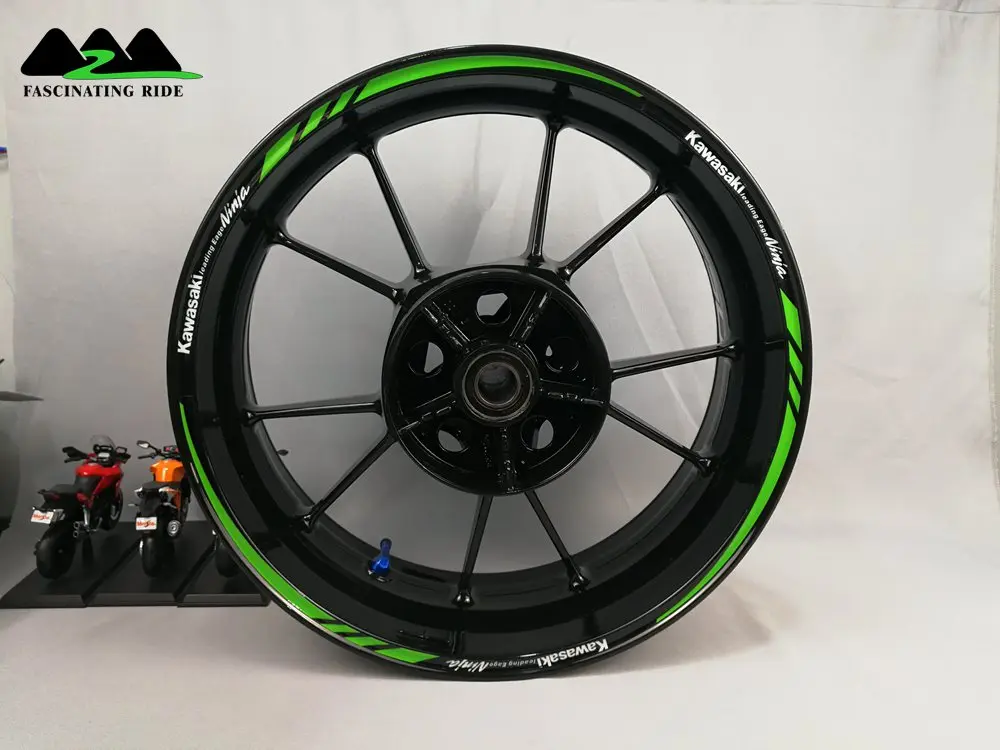 Применимо к Kawasaki ZX-6R ZX-10R ZX-14R колеса мотоцикла Стикеры, Водонепроницаемый Светоотражающие Передняя и задняя обод Стикеры