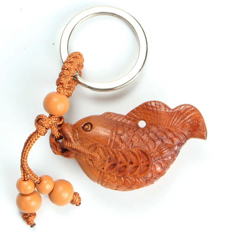 Деревянная продукция персикового дерева креативный брелок в форме рыбы