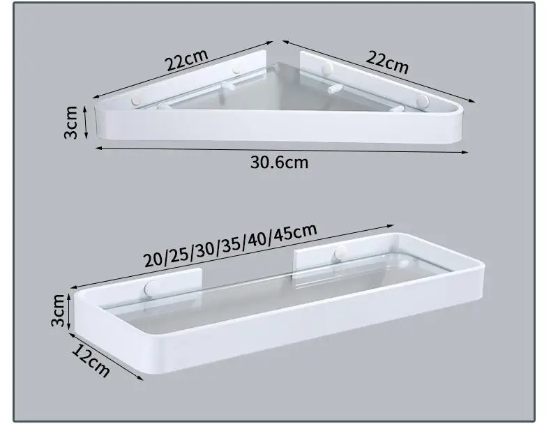 

Corner Shelf Aluminum Glass Shelf Square bathroom glass shelves White 20cm/25cm/30cm/35cm/45cm Shower room Rack,Cosmetic Shelf