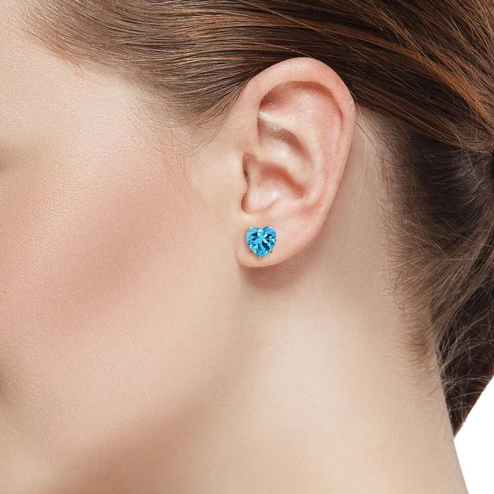 Роскошные серьги гвоздики GemStoneKing из белого золота 10 к 2 00 карат 6 мм в форме сердца