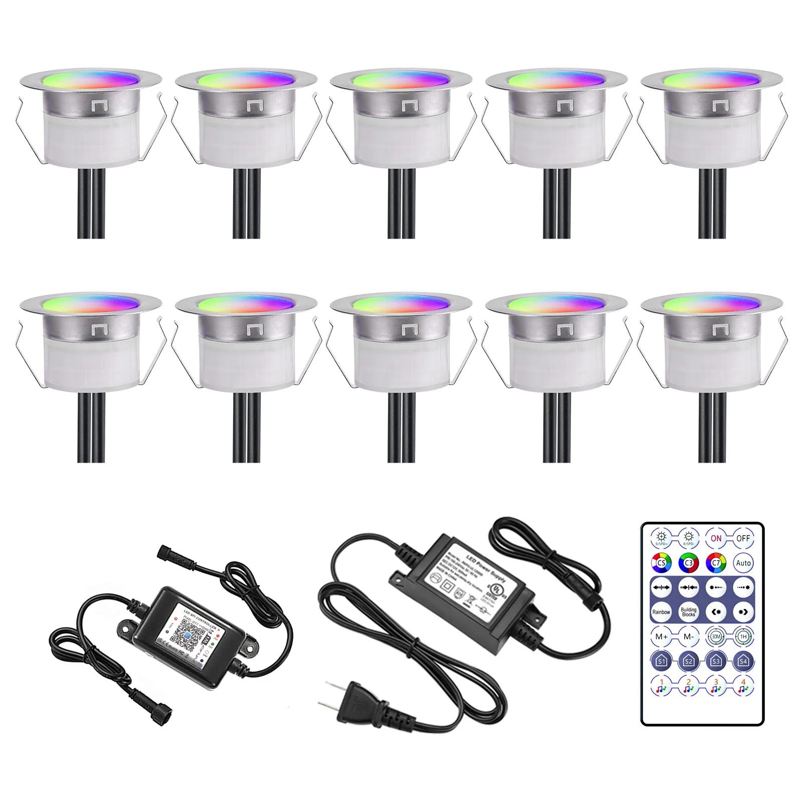 

Подземная лампа, водонепроницаемая, 31 мм, RGB, с Wi-Fi/BT, наружный садовый светильник, 0,2 Вт, 10 шт., палубный светильник, s дорожка, газон, KTV, светодиодный напольный светильник