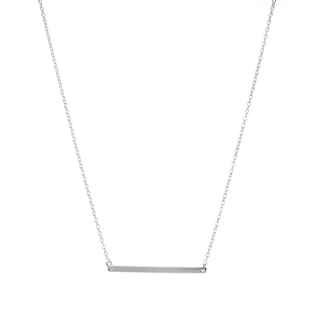 Silver Laramoi, 925 пробы, серебряное, золотое покрытие, два тона, простая подвеска в форме бара, Простой корейский стиль, дизайнерское ожерелье для женщин и девушек - Цвет камня: Silver