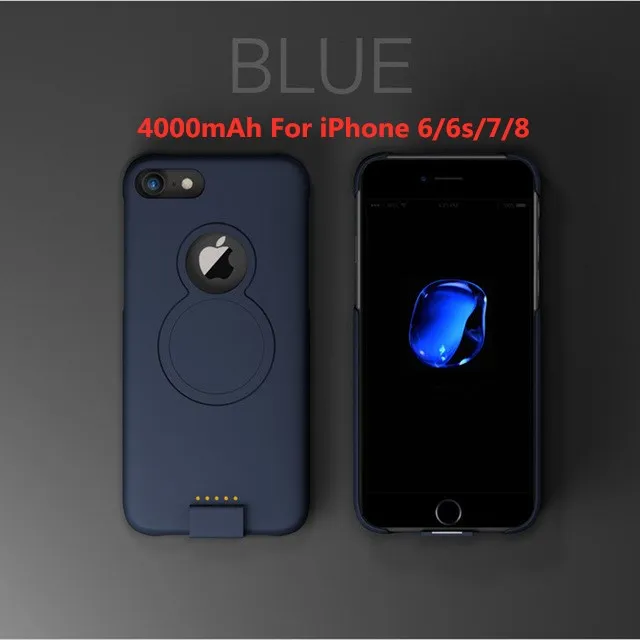 Blue 1 Для iP 8/7/6 Расширенный чехол для аккумулятора телефона для iPhone 8/7/6s/6 Plus Беспроводной магнитный чехол для зарядного устройства для iPhone Xs/X - Цвет: Blue 1
