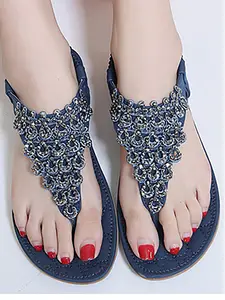 blanco Clip para mujer de las sandalias bordado flores decoración informal cómodo clip del dedo del pie sandalias planas 