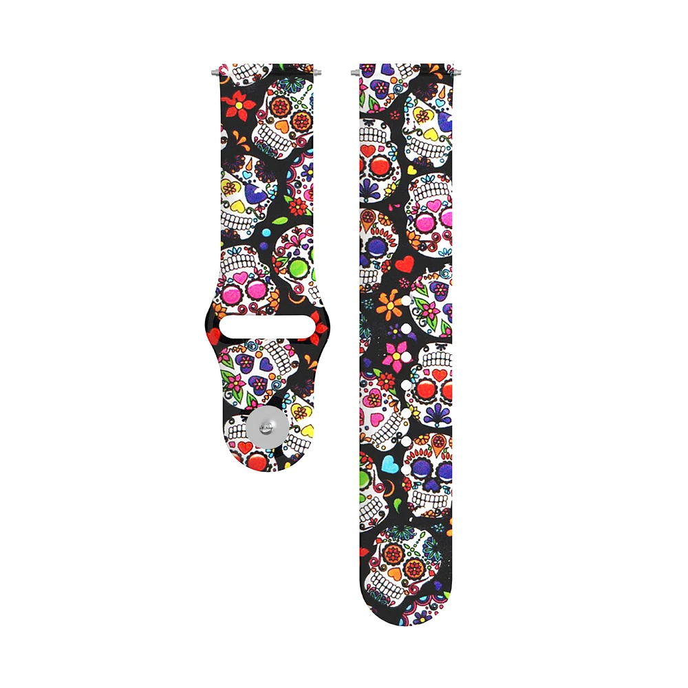 Colorful Skull Браслет Correa Amazfit Bip для samsung Galaxy Watch 42 мм, 20 мм силиконовый ремешок для Amazfit GTR 42 мм gear S2 спортивный ремешок - Цвет ремешка: Colorful Skull
