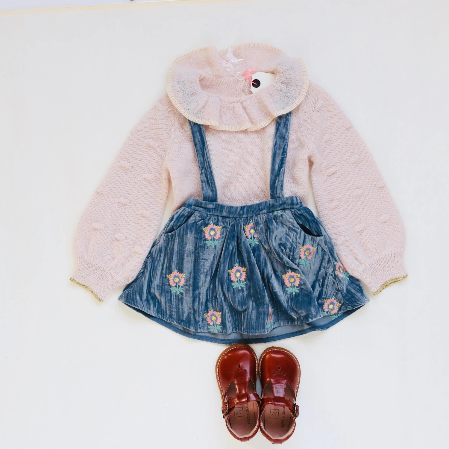 Детские юбки 2019 бренд Lou & M Новинка Осень зима милые с цветочной вышивкой для