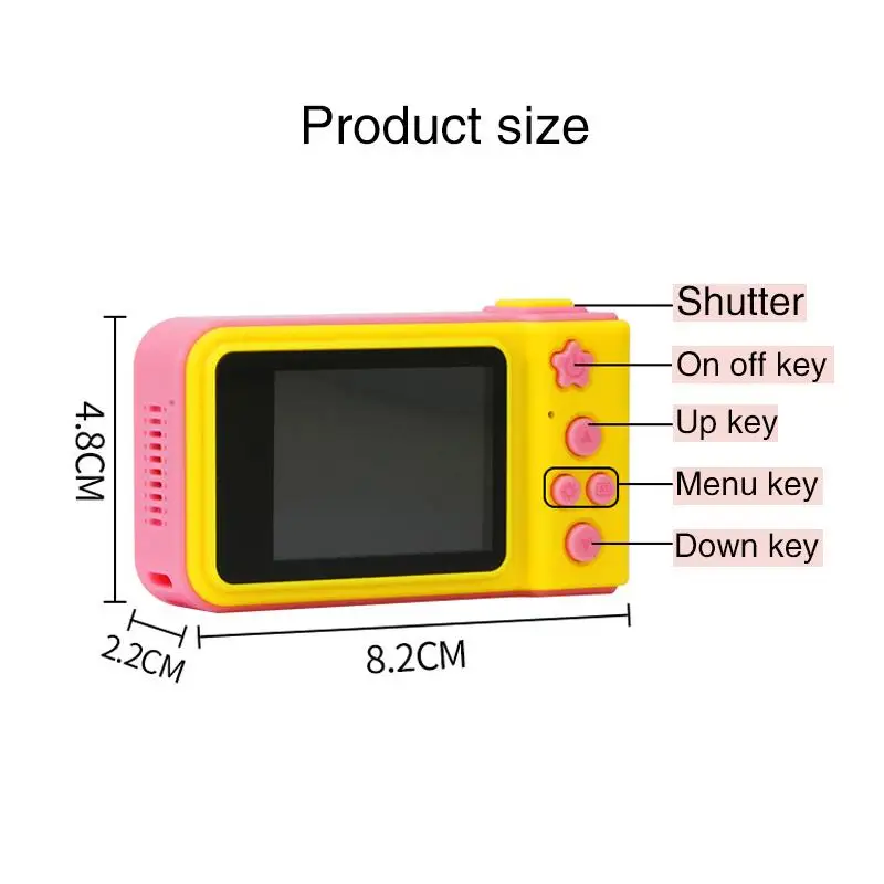 

Kid's Cute Video Camera Mini Digital 2 Inch 1080HP Cartoon Fun Cartoon Stickers Camera Toys Children Birthday Gift
