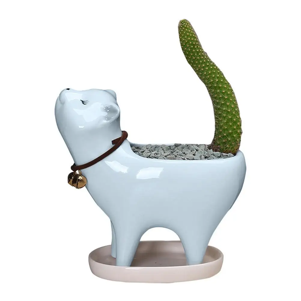 

Kitten Ceramic Succulent Pots With Drain Hole Mini Pots For Plants Cactus Plants Containers For Home And Office Decoration