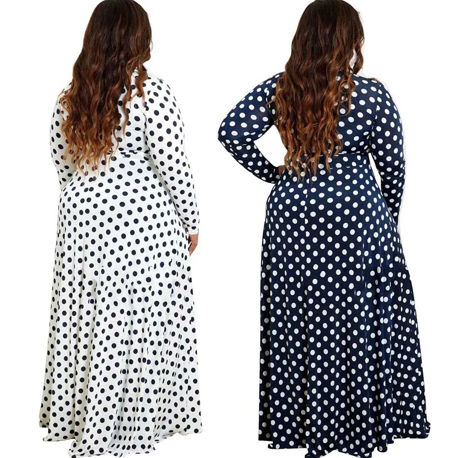 

Plus size Long Dress Dot Print Boho Beach Dress Tunic Maxi Dress Women Party Dress Sundress Vestidos de festa 5XL