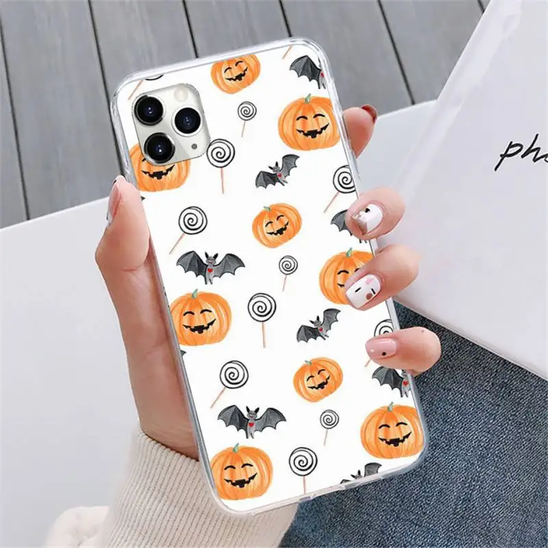 

Cute little ghost with halloween pumpkin Phone Case For iphone 12 5 5s 5c se 6 6s 7 8 plus x xs xr 11 pro max mini