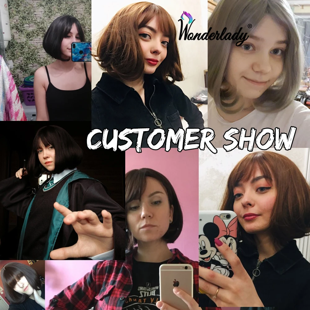 WonderLady синтетический коричневый парик короткий прямой Боб пепельный серый