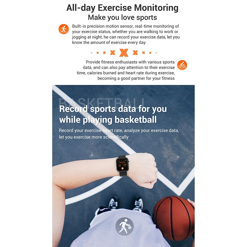 

Smart Watch Men Women Heart Rate Monitoring IP67 Waterproof Smartwatch Fitness Tracker for iPhone Xiaomi