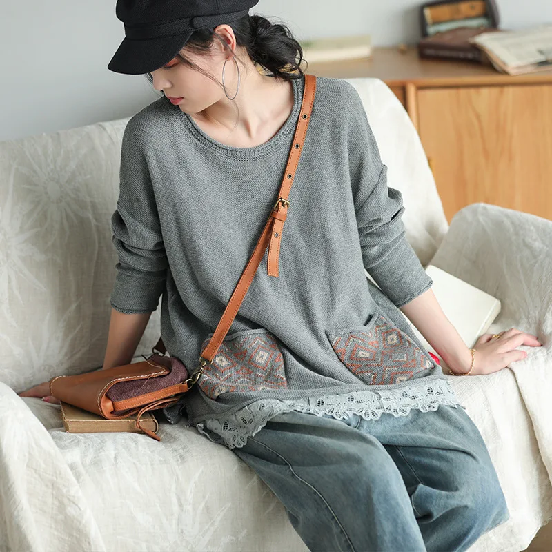 Осенний свитер Женский вязаный модный Свободный пуловер новинка 2019 женские топы