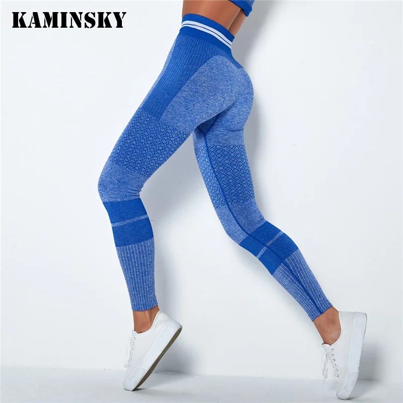 Женские Бесшовные Леггинсы с высокой талией штаны пуш ап из спандекса для