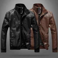 2020 autumn winter mens leather jacket casual fashion stand collar motorcycle slim style quality leather jacket