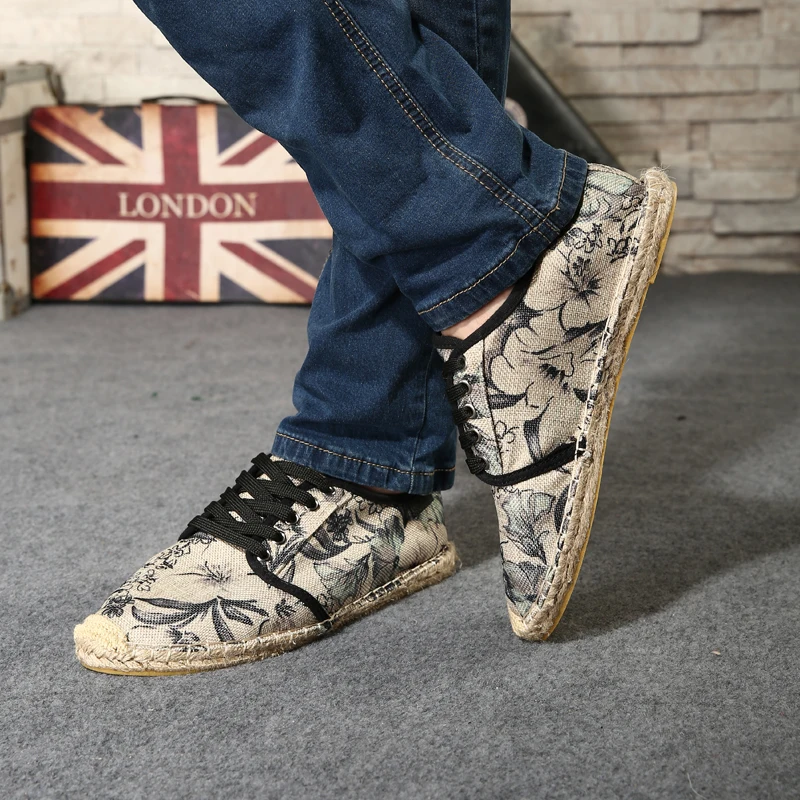 

New Fashion Print Couple Flat Shoes Men Summer Mens Slip On Loafers Outdoor Breathable Fisherman Men Casual Shoes zapatos hombre