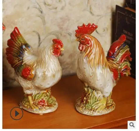 Набор красочных керамических глазурных масков в стиле петуха и курицы