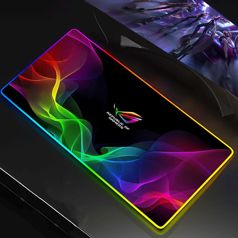 Большой офисный коврик для мыши с Rgb-подсветкой Asus Rog игровой милые игровые