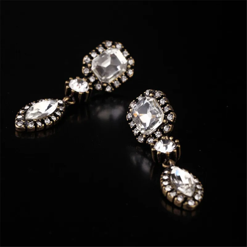 Новый Модный Блестящий Кристалл Висячие Серьги Геометрические хрустальные