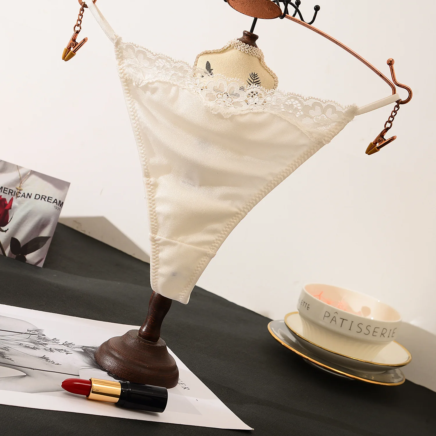 SP&ampCITY Elegance Satin Lace Women Underwear Sex String Bow Hollow Out Panties Thongs Crotch Cotton Seamless Briefs Lingerie | Женская