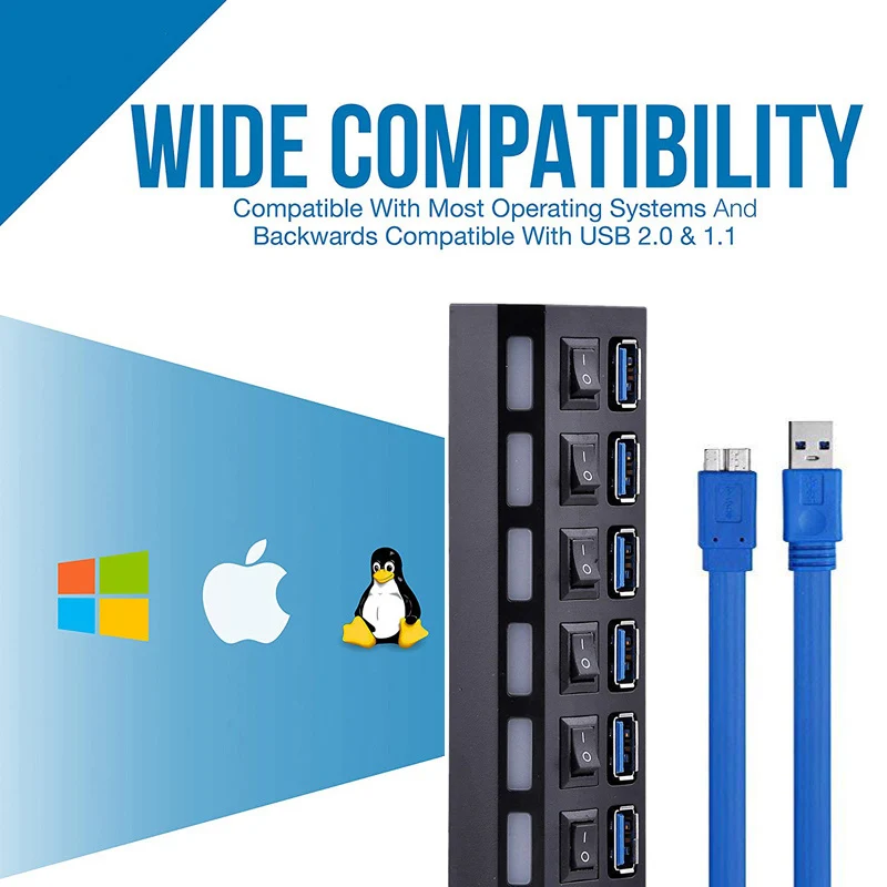 USB 3 0 концентратор мульти 4 7 Порты и разъёмы сплиттер с Мощность адаптер для Macbook Pro