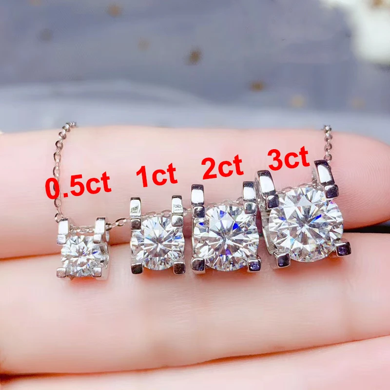 

2021 Ox Year 1ct D Color Moissanite Dainty Sterling Silver Necklace 925 For Women Chains With Pendants Charms Wedding Jewelry