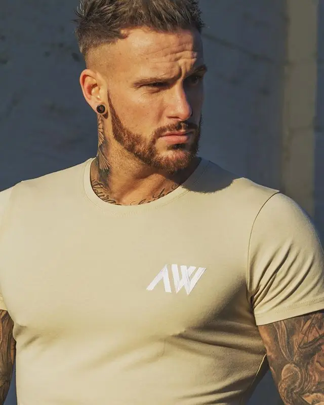 Мужская быстросохнущая Спортивная футболка Повседневная дышащая эластичная с