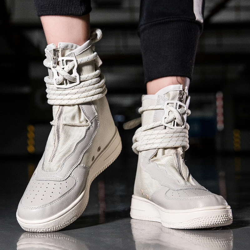 Кроссовки мужские высокие кожаные дышащие удобная повседневная обувь для пар