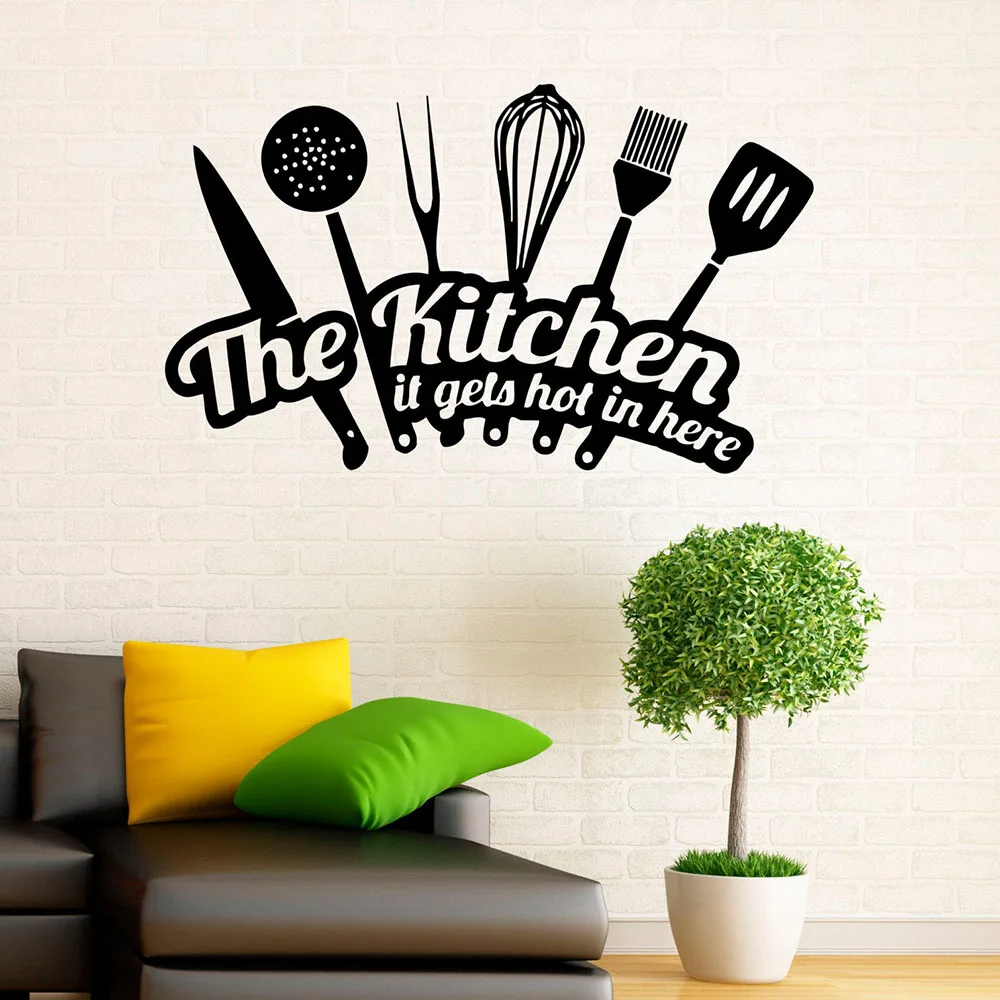 

Cutlery Wall Decal Restaurant Kitchen Quotes Interior Decoration Door Window Vinyl Stickers Creatives Removable Wallpaper Q890