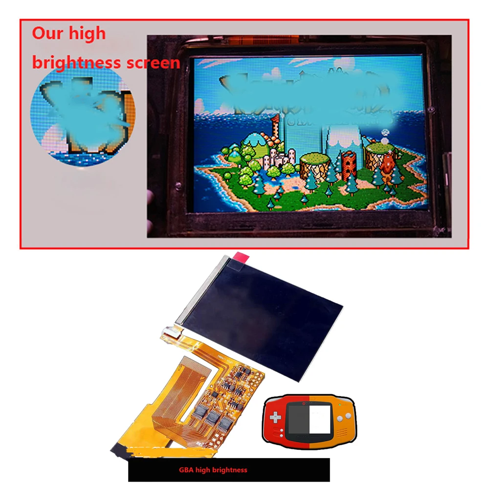 Комплекты IPS экранов для GBA ЖК экран с подсветкой 10 уровней яркости дисплей Nintendo