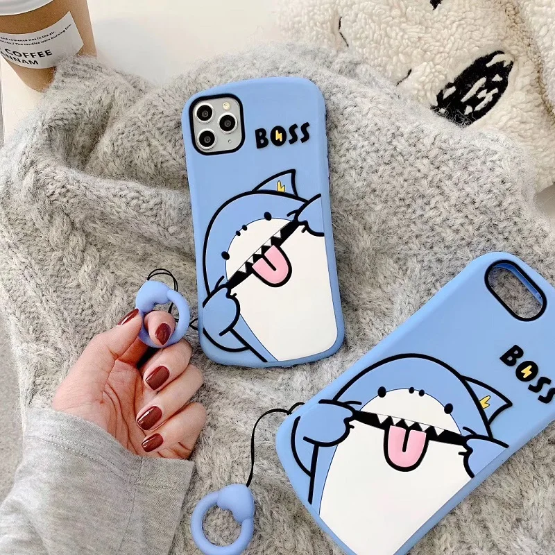 

Soft Silicone Flash Boss Shark Phone Case For iphone6/6S78 Plus XR XS MAX 11/12ProMax Buy One Get Corresponding Finger Ring Free