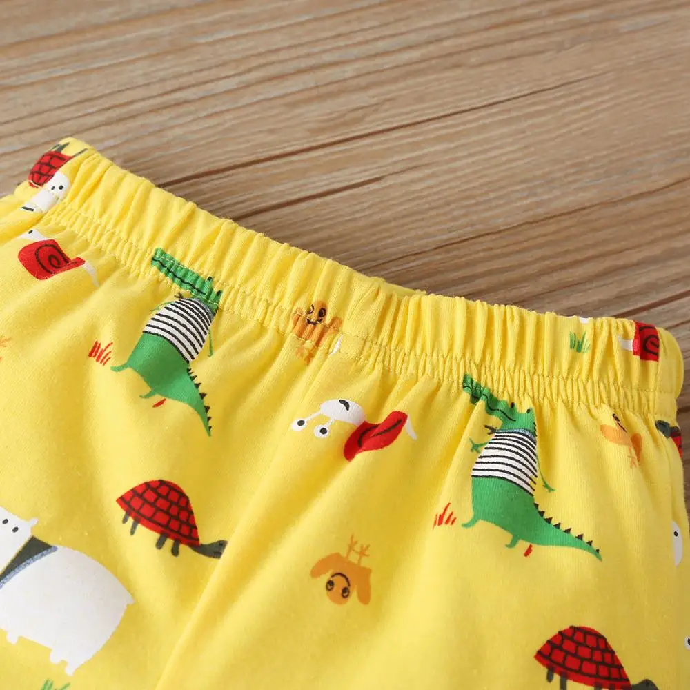 

2020 Summer Children Sets Fashion Boys Short Sleeve O Neck T-shirt Short Pants Print Cartoon Animals Cute Girls Clothes Sets