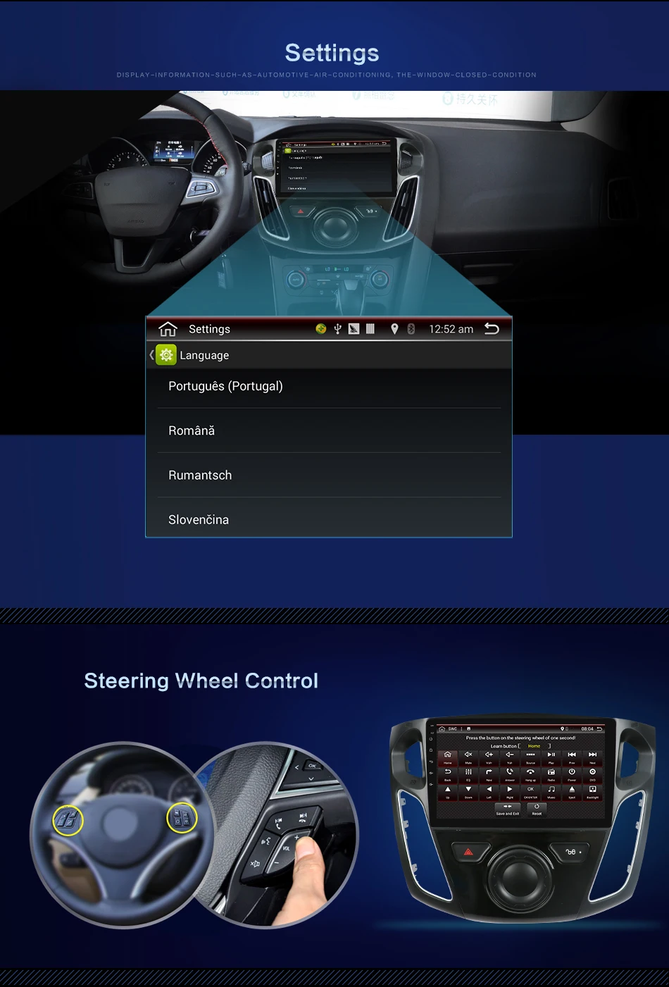 2din радио Центральный multimidia android 9,0 для Ford Focus 2012- ram 2G rom 32G