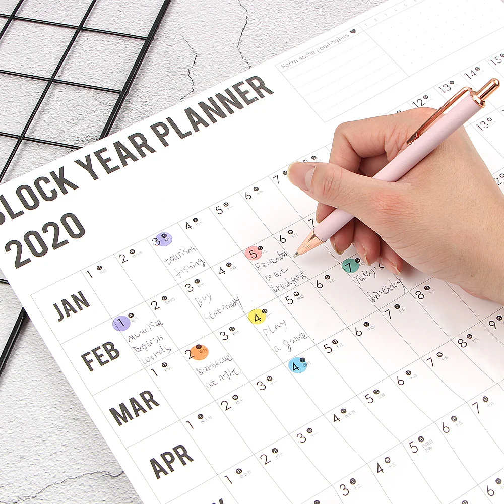 1 шт. настенный календарь 2020 года с наклейкой в горошек на 365 дней График обучения