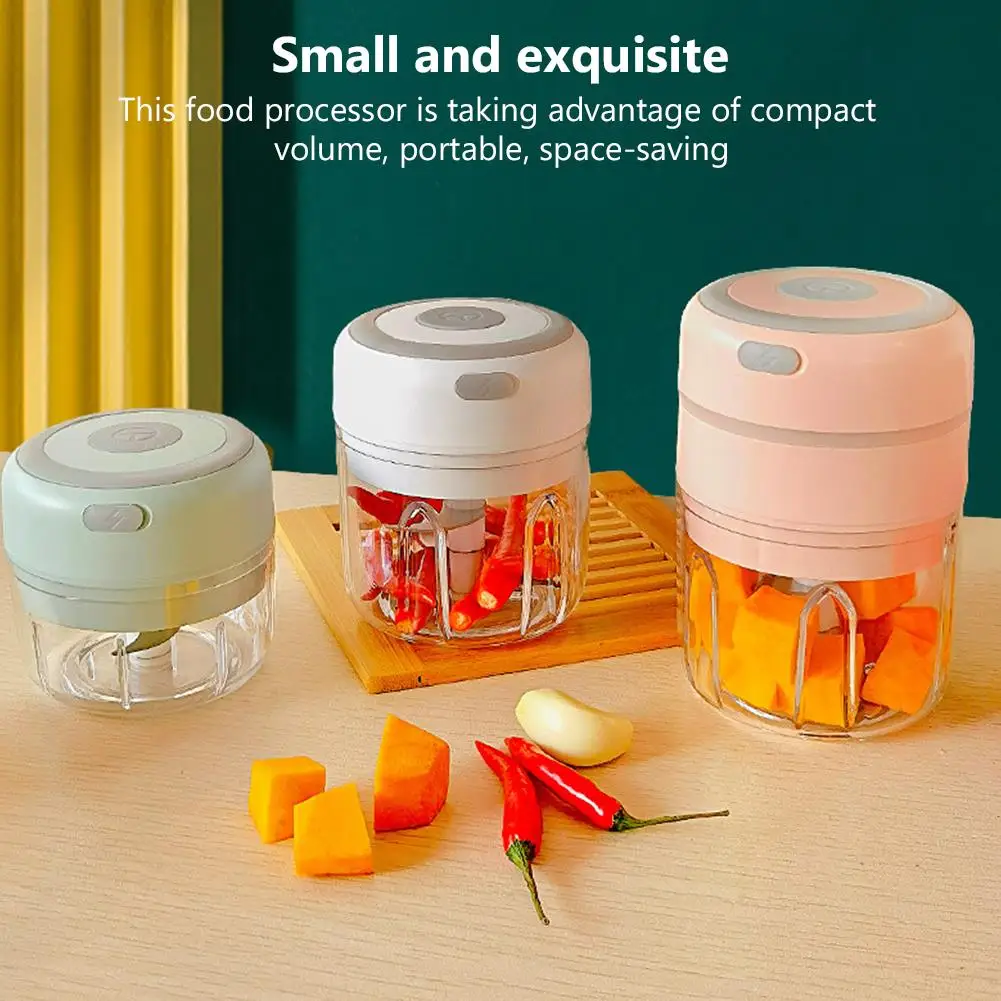 

100/250mL Mini Electric Garlic Chopper USB Charging Ginger Masher Machine Sturdy Durable Chili Vegetable Crusher Kitchen Tool