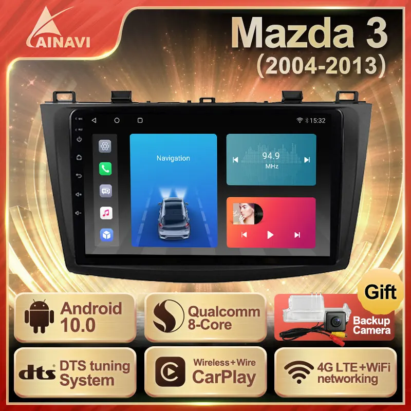 Автомобильный радиоприемник Android 10 0 QLED экран для Mazda 3 BK 2004 2013 авто стерео