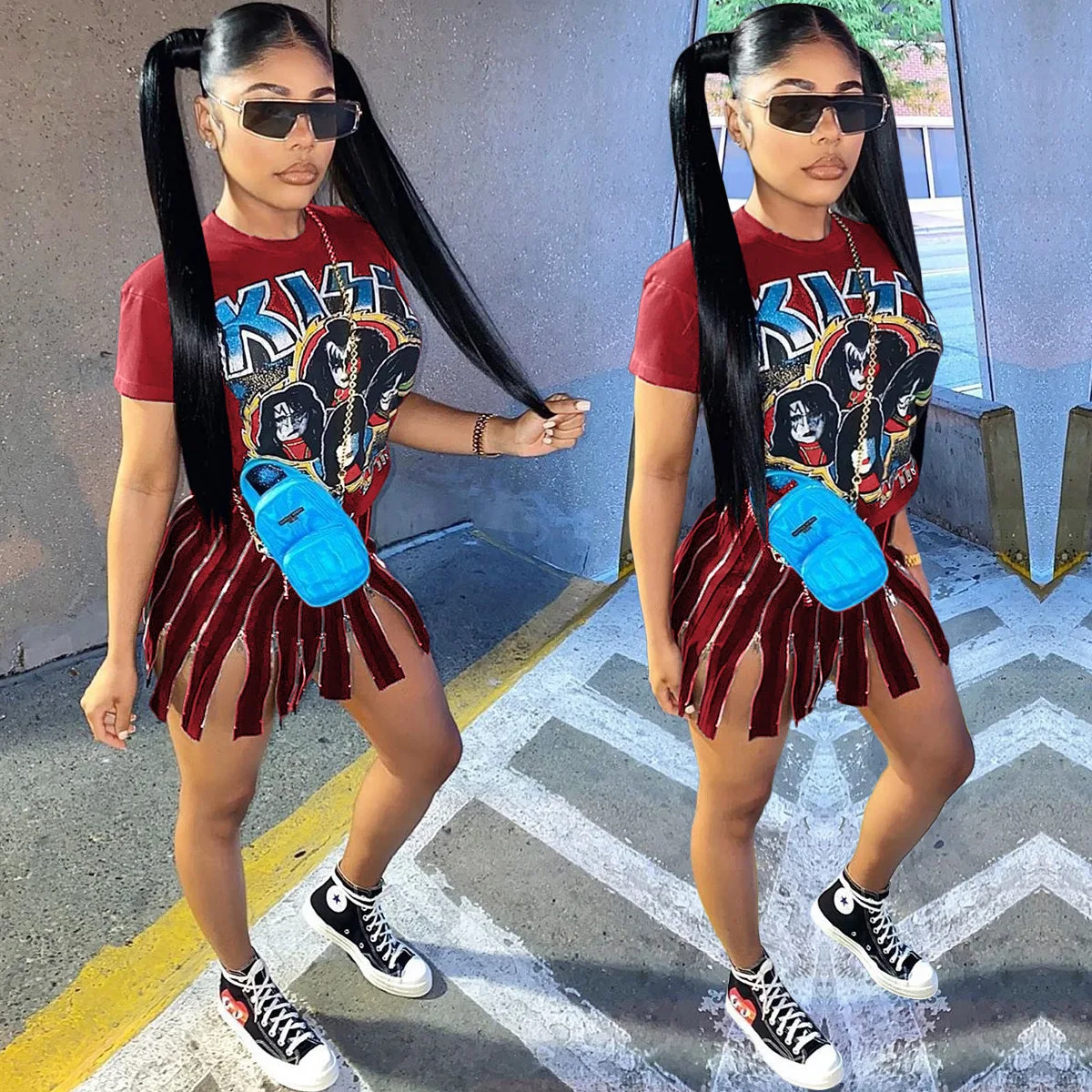 Женское платье-футболка с коротким рукавом на молнии | Женская одежда