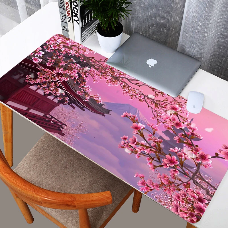 

Cherry Blossom Flower Large Gaming Mouse Pad Gamer Mousepad Company Perfect Locking Keyboard Desk Mat Pad Gaming Accessories