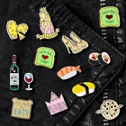 Симпатичная серия хлеб, суши, продукты, Модная креативная капля масла, брошь с текстом контактов, джинсовая сумка, подарок для друзей, для мужчин, женщин, модные украшения