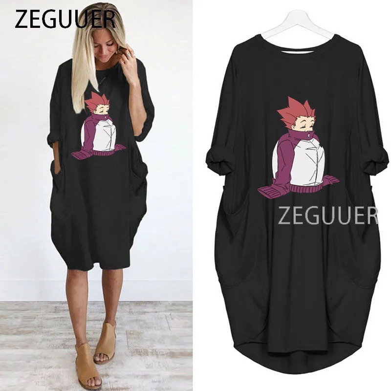 

Anime manga tendo baki baki Kawaii print woman t-shirt dress autumn long sleeve fashion vintage ladies dresses for female 90s