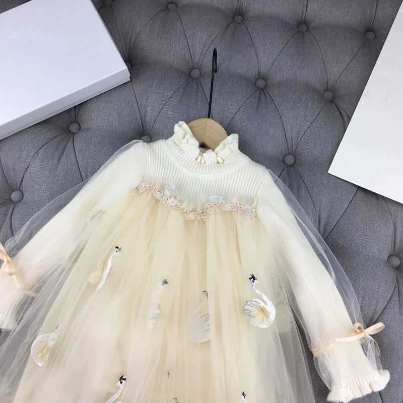 Роскошное платье для девочек теплые зимние рождественские платья с вышитым