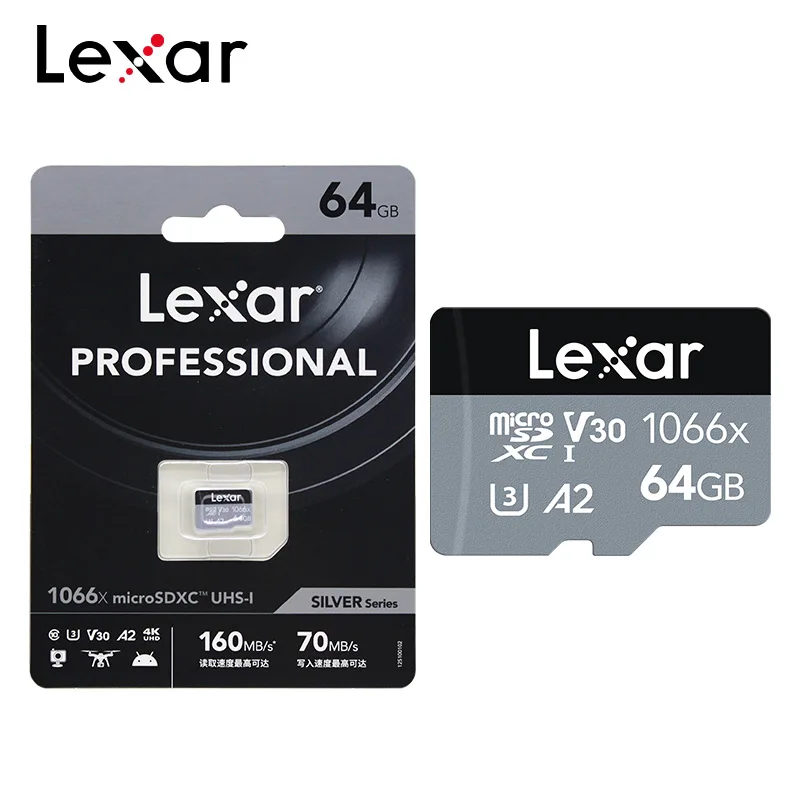 Original Lexar Professional Micro SD Card 1066x 64GB 128GB 256GB Flash Card V30 A2 Class 10 SDXC Max 160MB/s For Camera