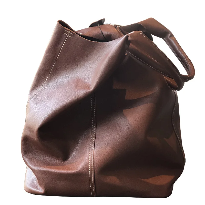 

Free shipping first layer cowhide ladies handbag pure color casual shoulder bag large capacity genuine leather handbag bag