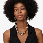 Массивное двухцветное металлическое ожерелье ZA, модная цепочка до ключиц в стиле ретро, хип-хоп