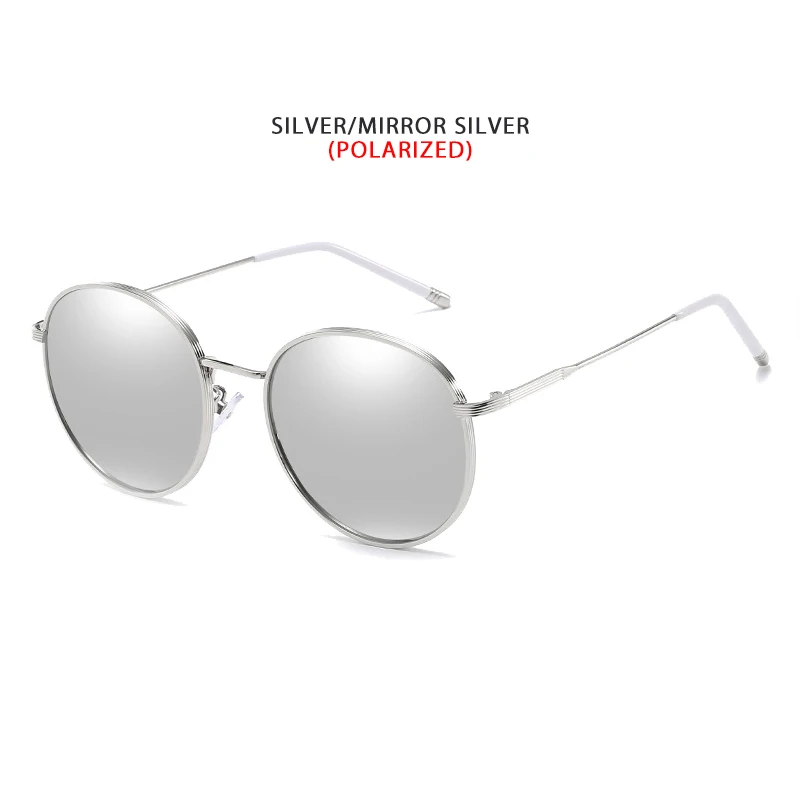 Silver POLARIZED Очки с металлической оправой ретро круглые поляризованные солнцезащитные очки, очки для использования Для женщин Стильный металлический Открытый Солнцезащитные очки розовые зеркальные очки Oculos UV400 - Цвет линз: Silver POLARIZED