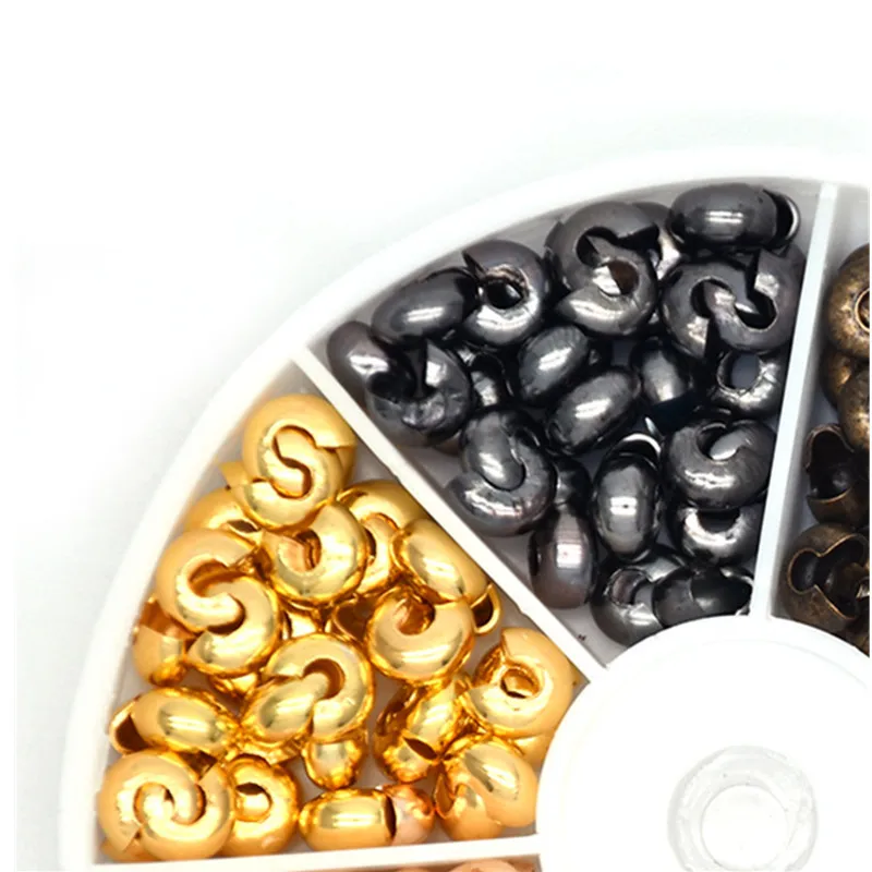 500 шт./кор. 6 цветов 3/4/5 мм Смешанные стильные железные Обжимные бусины крышки