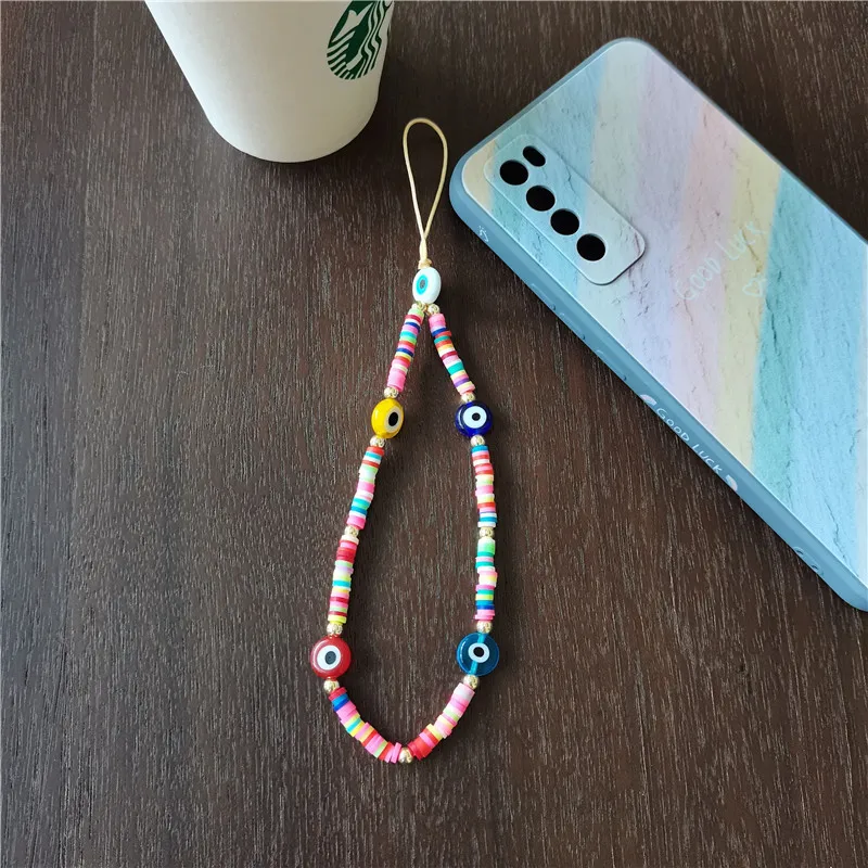2021 New Colorful Rice Beads Mobile Phone Chain Female Cute Soft Pottery Fruit Beaded Hanging Jewelry Accessories |