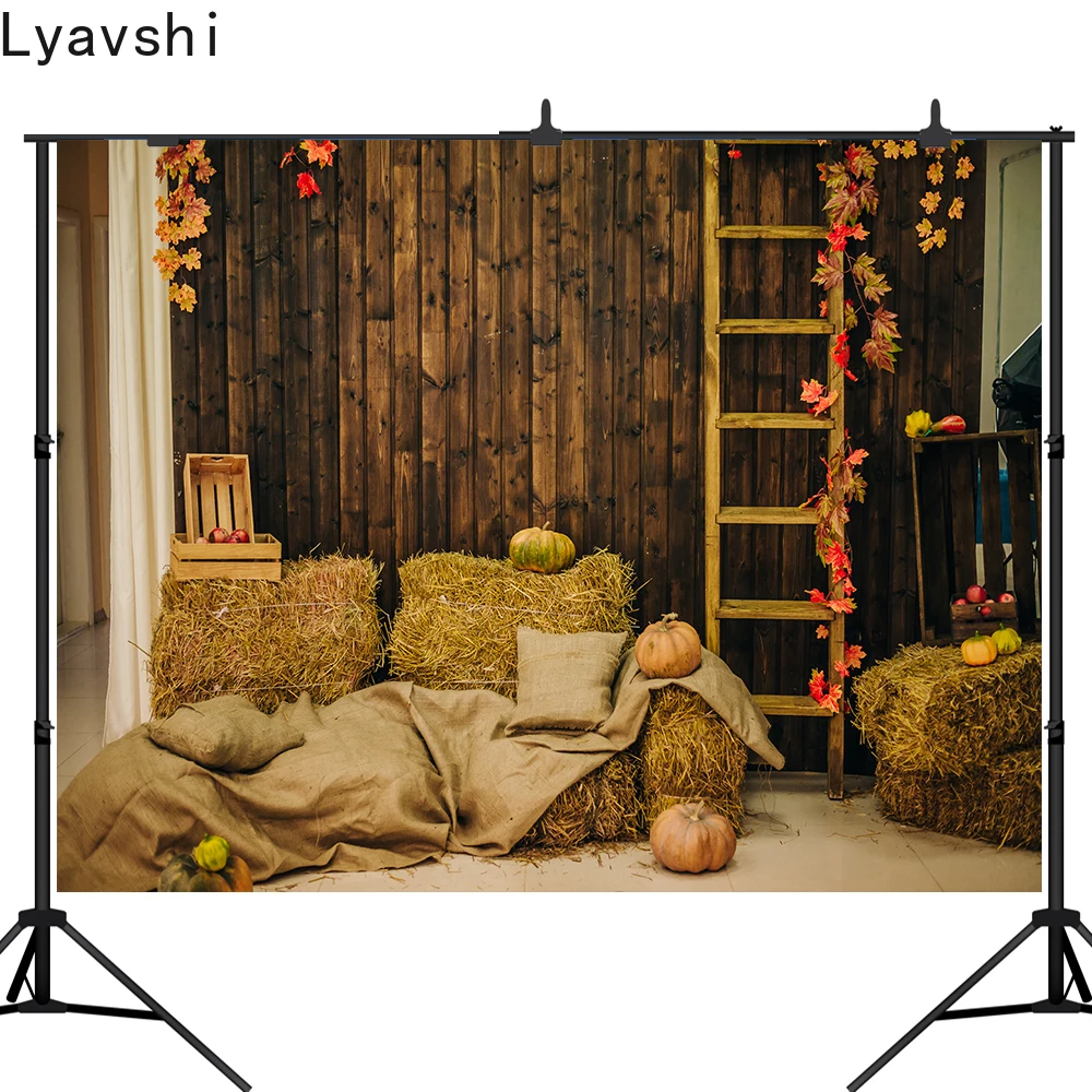 

Lyavshi Haystack Autumn Farm Photography Backdrop pumpkin Harvest Season Thanksgiving Photo Background Photocall Photobooth