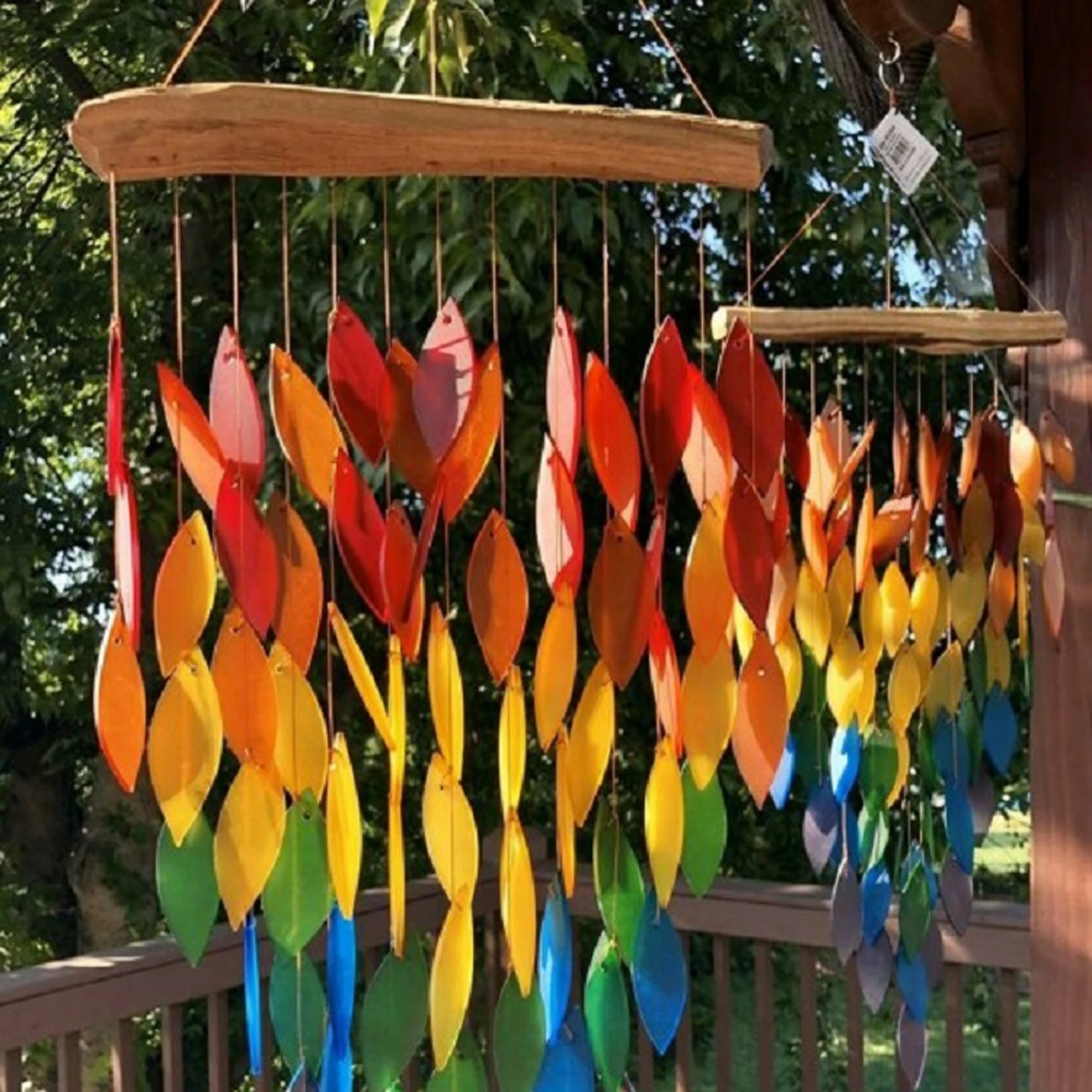 

2021 New Wind Chime Colorful Leaf Hanging Ornament Decorative Pendants for Living Room Bedroom Office Garden